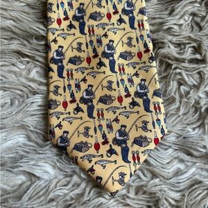 Vintage Paolo Gucci fisherman novelty print men's silk tie italy